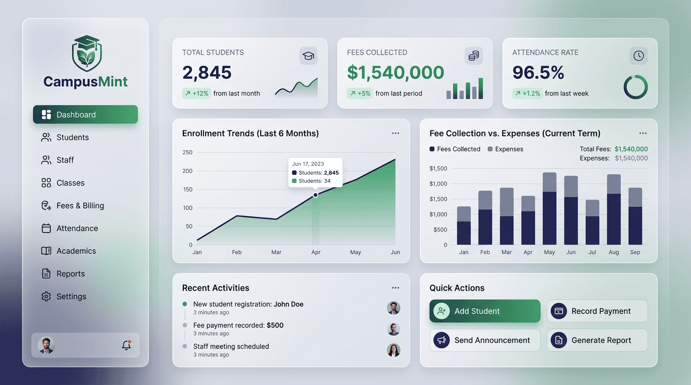 CampusMint SaaS Web Dashboard